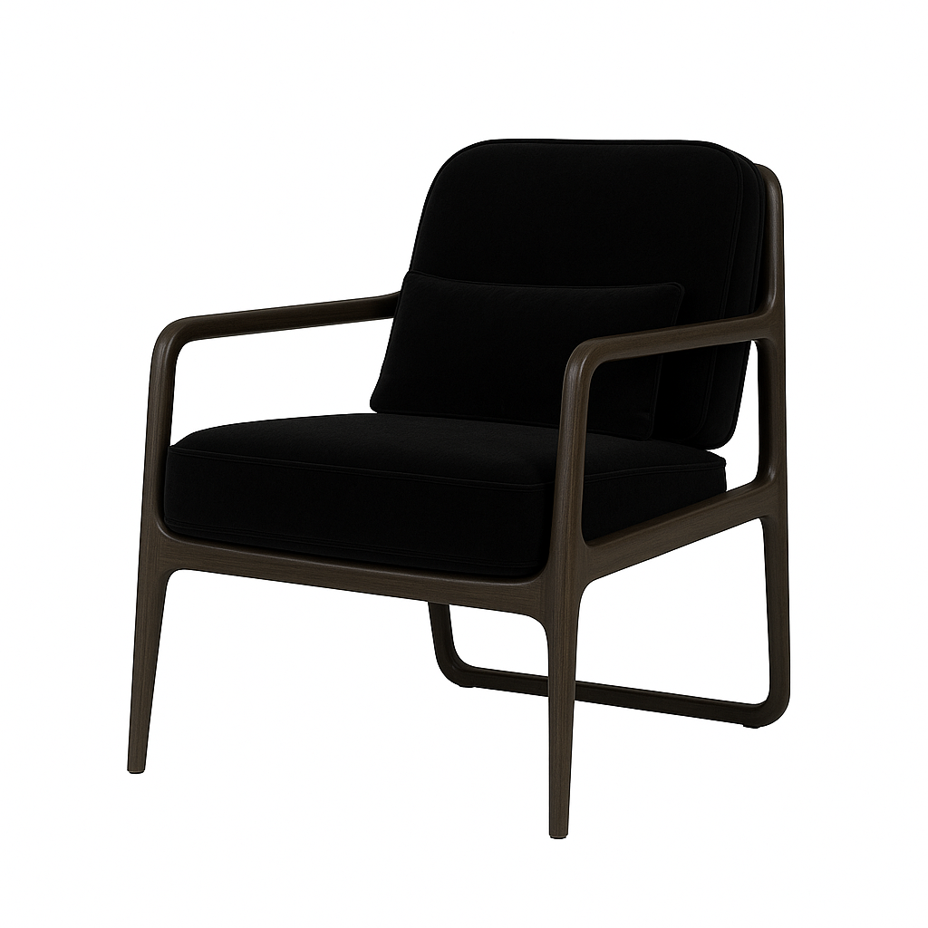 Fotoliu catifea NEAGRA | model EMBERTO